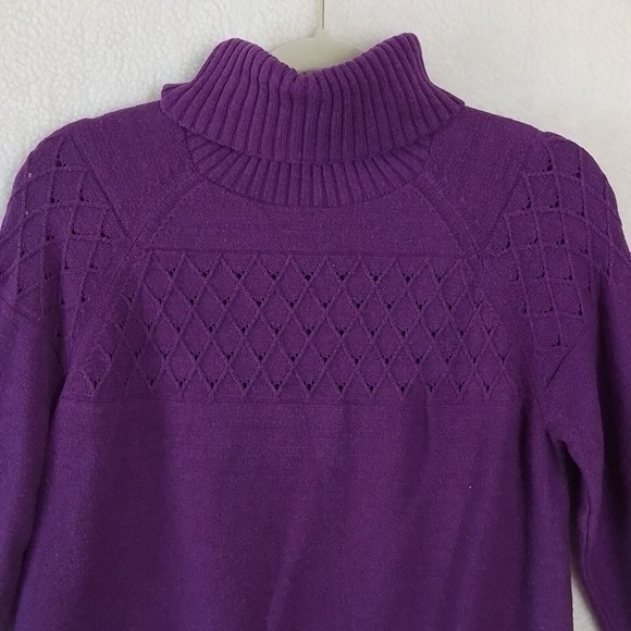 Banana Republic Cotton Blend Knit Turtleneck Sweater Size Petite Small in Purple - Picture 3 of 11